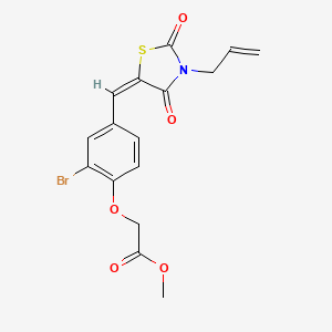 molecular formula C16H14BrNO5S B3631694 methyl (2-bromo-4-{(E)-[2,4-dioxo-3-(prop-2-en-1-yl)-1,3-thiazolidin-5-ylidene]methyl}phenoxy)acetate 