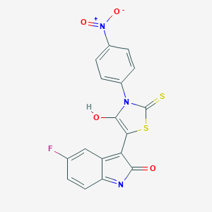molecular formula C17H8FN3O4S2 B363175 5-Fluoro-3-[4-hydroxy-3-(4-nitrophenyl)-2-sulfanylidene-1,3-thiazol-5-yl]indol-2-one 
