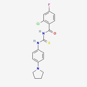 2-chloro-4-fluoro-N-{[4-(pyrrolidin-1-yl)phenyl]carbamothioyl}benzamide