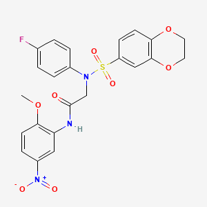 N~2~-(2,3-dihydro-1,4-benzodioxin-6-ylsulfonyl)-N~2~-(4-fluorophenyl)-N~1~-(2-methoxy-5-nitrophenyl)glycinamide