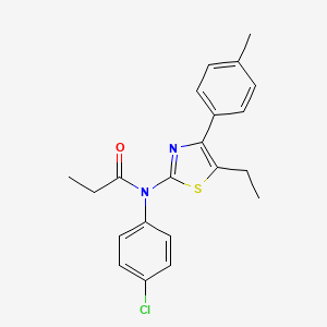 molecular formula C21H21ClN2OS B3631841 N-(4-chlorophenyl)-N-[5-ethyl-4-(4-methylphenyl)-1,3-thiazol-2-yl]propanamide 