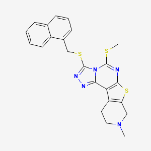 13-methyl-7-methylsulfanyl-5-(naphthalen-1-ylmethylsulfanyl)-10-thia-3,4,6,8,13-pentazatetracyclo[7.7.0.02,6.011,16]hexadeca-1(9),2,4,7,11(16)-pentaene