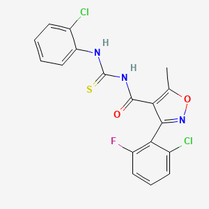 molecular formula C18H12Cl2FN3O2S B3631983 3-(2-chloro-6-fluorophenyl)-N-{[(2-chlorophenyl)amino]carbonothioyl}-5-methyl-4-isoxazolecarboxamide 