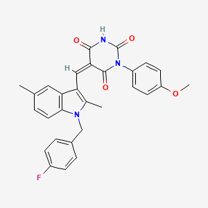 molecular formula C29H24FN3O4 B3631999 (5Z)-5-[[1-[(4-fluorophenyl)methyl]-2,5-dimethylindol-3-yl]methylidene]-1-(4-methoxyphenyl)-1,3-diazinane-2,4,6-trione 