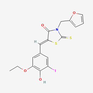 5-(3-ethoxy-4-hydroxy-5-iodobenzylidene)-3-(2-furylmethyl)-2-thioxo-1,3-thiazolidin-4-one