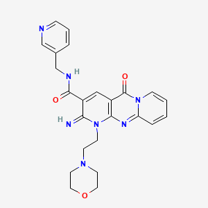 molecular formula C24H25N7O3 B3632109 6-imino-7-[2-(morpholin-4-yl)ethyl]-2-oxo-N-[(pyridin-3-yl)methyl]-1,7,9-triazatricyclo[8.4.0.0^{3,8}]tetradeca-3(8),4,9,11,13-pentaene-5-carboxamide 