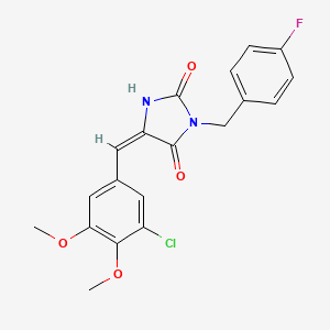 (5E)-5-(3-chloro-4,5-dimethoxybenzylidene)-3-(4-fluorobenzyl)imidazolidine-2,4-dione