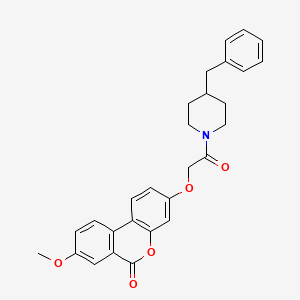 molecular formula C28H27NO5 B3632142 3-[2-(4-benzylpiperidin-1-yl)-2-oxoethoxy]-8-methoxy-6H-benzo[c]chromen-6-one 