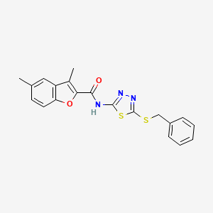 N-[5-(benzylthio)-1,3,4-thiadiazol-2-yl]-3,5-dimethyl-1-benzofuran-2-carboxamide