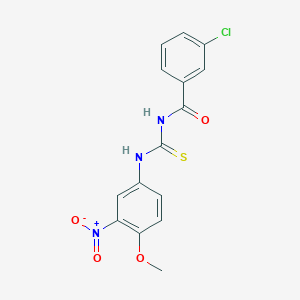 molecular formula C15H12ClN3O4S B3632189 3-chloro-N-[(4-methoxy-3-nitrophenyl)carbamothioyl]benzamide 