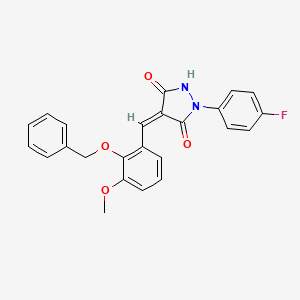 molecular formula C24H19FN2O4 B3632209 (4Z)-4-{[2-(Benzyloxy)-3-methoxyphenyl]methylidene}-1-(4-fluorophenyl)pyrazolidine-3,5-dione 