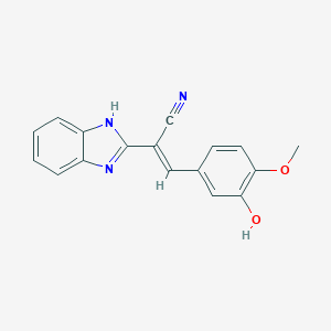 molecular formula C17H13N3O2 B363222 (2E)-2-(1H-benzimidazol-2-yl)-3-(3-hydroxy-4-methoxyphenyl)prop-2-enenitrile CAS No. 305849-88-1