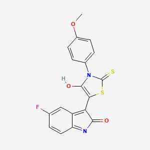 (5Z)-5-(5-fluoro-2-hydroxy-3H-indol-3-ylidene)-3-(4-methoxyphenyl)-2-thioxo-1,3-thiazolidin-4-one