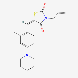 molecular formula C19H22N2O2S B3632294 (5E)-5-[2-methyl-4-(piperidin-1-yl)benzylidene]-3-(prop-2-en-1-yl)-1,3-thiazolidine-2,4-dione 