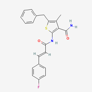 molecular formula C22H19FN2O2S B3632326 5-benzyl-2-{[3-(4-fluorophenyl)acryloyl]amino}-4-methyl-3-thiophenecarboxamide 