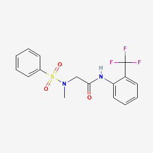 molecular formula C16H15F3N2O3S B3632343 N~2~-methyl-N~2~-(phenylsulfonyl)-N-[2-(trifluoromethyl)phenyl]glycinamide 