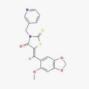 molecular formula C18H14N2O4S2 B3632363 5-[(6-methoxy-1,3-benzodioxol-5-yl)methylene]-3-(3-pyridinylmethyl)-2-thioxo-1,3-thiazolidin-4-one 