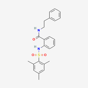 molecular formula C24H26N2O3S B3632388 2-[(mesitylsulfonyl)amino]-N-(2-phenylethyl)benzamide 