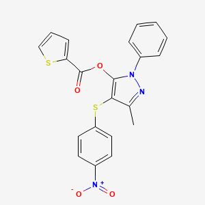 molecular formula C21H15N3O4S2 B3632391 [5-Methyl-4-(4-nitrophenyl)sulfanyl-2-phenylpyrazol-3-yl] thiophene-2-carboxylate 