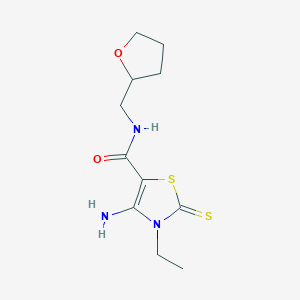 molecular formula C11H17N3O2S2 B363241 4-amino-3-ethyl-N-(tetrahydrofuran-2-ylmethyl)-2-thioxo-2,3-dihydro-1,3-thiazole-5-carboxamide CAS No. 618071-84-4