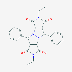 molecular formula C26H26N4O4 B363242 2,7-diethyl-5,10-diphenyltetrahydropyrrolo[3,4-c]pyrrolo[3',4':4,5]pyrazolo[1,2-a]pyrazole-1,3,6,8(2H,3aH,5H,7H)-tetrone CAS No. 1005272-93-4