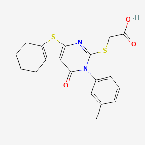 {[3-(3-methylphenyl)-4-oxo-3,4,5,6,7,8-hexahydro[1]benzothieno[2,3-d]pyrimidin-2-yl]thio}acetic acid