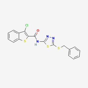 molecular formula C18H12ClN3OS3 B3632452 N-[5-(benzylthio)-1,3,4-thiadiazol-2-yl]-3-chloro-1-benzothiophene-2-carboxamide 