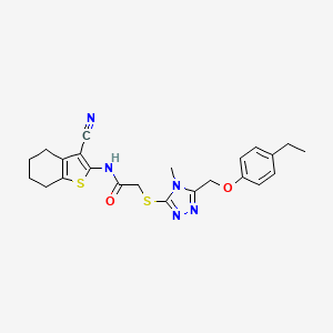 molecular formula C23H25N5O2S2 B3632462 N-(3-cyano-4,5,6,7-tetrahydro-1-benzothiophen-2-yl)-2-({5-[(4-ethylphenoxy)methyl]-4-methyl-4H-1,2,4-triazol-3-yl}sulfanyl)acetamide 