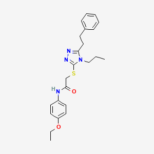 molecular formula C23H28N4O2S B3632479 N-(4-ethoxyphenyl)-2-{[5-(2-phenylethyl)-4-propyl-4H-1,2,4-triazol-3-yl]thio}acetamide 