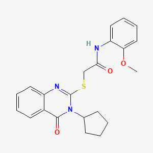 molecular formula C22H23N3O3S B3632502 2-[(3-cyclopentyl-4-oxo-3,4-dihydro-2-quinazolinyl)thio]-N-(2-methoxyphenyl)acetamide 