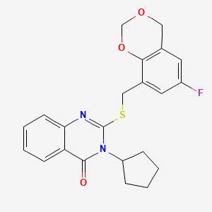 3-cyclopentyl-2-[(6-fluoro-4H-1,3-benzodioxin-8-yl)methylsulfanyl]quinazolin-4-one