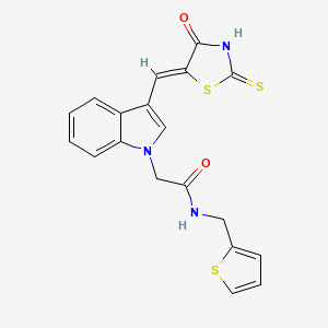 molecular formula C19H15N3O2S3 B3632512 2-{3-[(4-oxo-2-thioxo-1,3-thiazolidin-5-ylidene)methyl]-1H-indol-1-yl}-N-(2-thienylmethyl)acetamide 