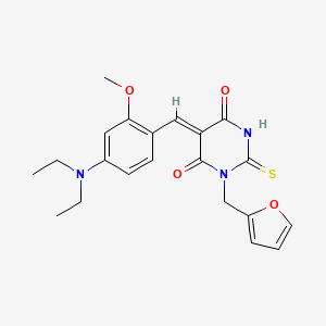 molecular formula C21H23N3O4S B3632522 (5Z)-5-[[4-(diethylamino)-2-methoxyphenyl]methylidene]-1-(furan-2-ylmethyl)-2-sulfanylidene-1,3-diazinane-4,6-dione 