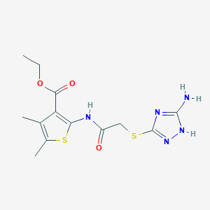 molecular formula C13H17N5O3S2 B363260 ethyl 2-[[2-[(5-amino-1H-1,2,4-triazol-3-yl)sulfanyl]acetyl]amino]-4,5-dimethylthiophene-3-carboxylate CAS No. 671200-17-2