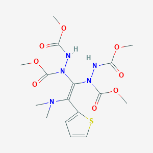 molecular formula C16H23N5O8S B3632629 dimethyl 6-[(dimethylamino)(2-thienyl)methylene]-3,9-dioxo-2,10-dioxa-4,5,7,8-tetraazaundecane-5,7-dicarboxylate 