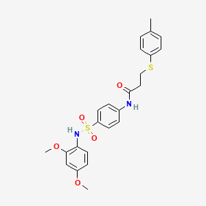 molecular formula C24H26N2O5S2 B3632659 N-{4-[(2,4-dimethoxyphenyl)sulfamoyl]phenyl}-3-[(4-methylphenyl)sulfanyl]propanamide 