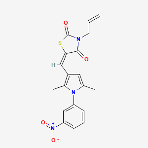 molecular formula C19H17N3O4S B3632696 (5E)-5-{[2,5-dimethyl-1-(3-nitrophenyl)-1H-pyrrol-3-yl]methylidene}-3-(prop-2-en-1-yl)-1,3-thiazolidine-2,4-dione 