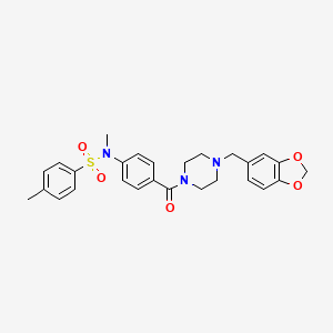 molecular formula C27H29N3O5S B3632699 N-(4-{[4-(1,3-benzodioxol-5-ylmethyl)-1-piperazinyl]carbonyl}phenyl)-N,4-dimethylbenzenesulfonamide 