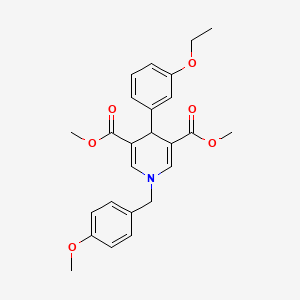 molecular formula C25H27NO6 B3632712 3,5-DIMETHYL 4-(3-ETHOXYPHENYL)-1-[(4-METHOXYPHENYL)METHYL]-1,4-DIHYDROPYRIDINE-3,5-DICARBOXYLATE 