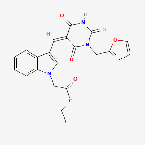 ethyl 2-[3-[(Z)-[1-(furan-2-ylmethyl)-4,6-dioxo-2-sulfanylidene-1,3-diazinan-5-ylidene]methyl]indol-1-yl]acetate