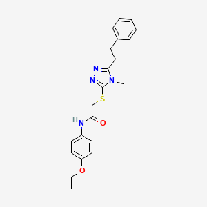 molecular formula C21H24N4O2S B3632740 N-(4-ethoxyphenyl)-2-[[4-methyl-5-(2-phenylethyl)-1,2,4-triazol-3-yl]sulfanyl]acetamide 