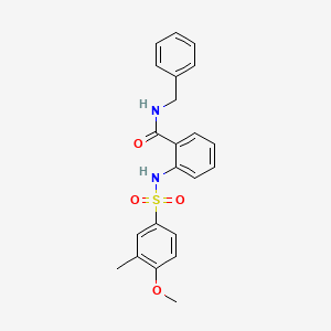 molecular formula C22H22N2O4S B3632759 N-benzyl-2-{[(4-methoxy-3-methylphenyl)sulfonyl]amino}benzamide 