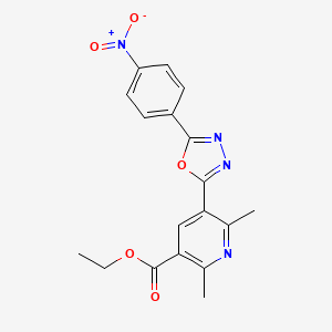 molecular formula C18H16N4O5 B3632783 ethyl 2,6-dimethyl-5-[5-(4-nitrophenyl)-1,3,4-oxadiazol-2-yl]nicotinate 