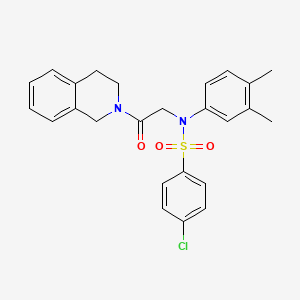 molecular formula C25H25ClN2O3S B3632804 4-Chloro-N-[2-(3,4-dihydro-1H-isoquinolin-2-yl)-2-oxo-ethyl]-N-(3,4-dimethyl-phenyl)-benzenesulfonamide 