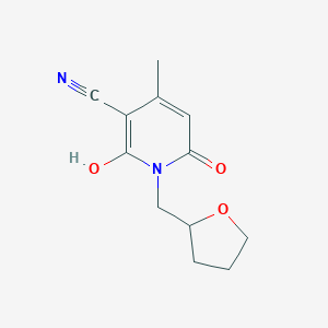 molecular formula C12H14N2O3 B363282 6-Hydroxy-4-methyl-2-oxo-1-(tetrahydro-2-furanylmethyl)-1,2-dihydro-3-pyridinecarbonitrile CAS No. 675830-82-7