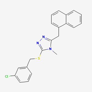 molecular formula C21H18ClN3S B3632855 3-[(3-chlorobenzyl)sulfanyl]-4-methyl-5-(naphthalen-1-ylmethyl)-4H-1,2,4-triazole 