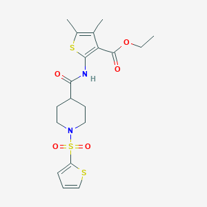 molecular formula C19H24N2O5S3 B363286 Ethyl 4,5-dimethyl-2-({[1-(2-thienylsulfonyl)-4-piperidinyl]carbonyl}amino)-3-thiophenecarboxylate CAS No. 620572-25-0