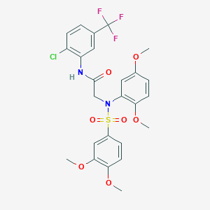 molecular formula C25H24ClF3N2O7S B3632866 N~1~-[2-chloro-5-(trifluoromethyl)phenyl]-N~2~-(2,5-dimethoxyphenyl)-N~2~-[(3,4-dimethoxyphenyl)sulfonyl]glycinamide 