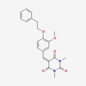 molecular formula C22H22N2O5 B3632869 5-[3-methoxy-4-(2-phenylethoxy)benzylidene]-1,3-dimethyl-2,4,6(1H,3H,5H)-pyrimidinetrione 