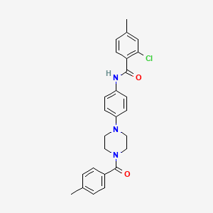 molecular formula C26H26ClN3O2 B3632878 2-chloro-4-methyl-N-{4-[4-(4-methylbenzoyl)-1-piperazinyl]phenyl}benzamide 